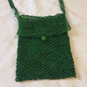 Green beaded purse
